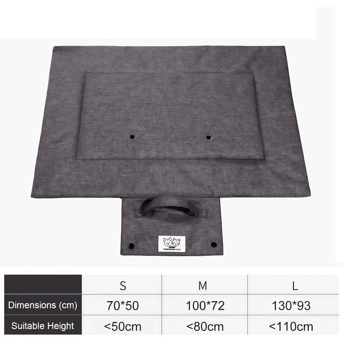 Лежанка для собак і котів, килимок для собак у дорогу, водонепроникний, з можливістю прання та складання, для внутрішнього та зовнішнього використання, кемпінг, подорожі (Сірий, S)