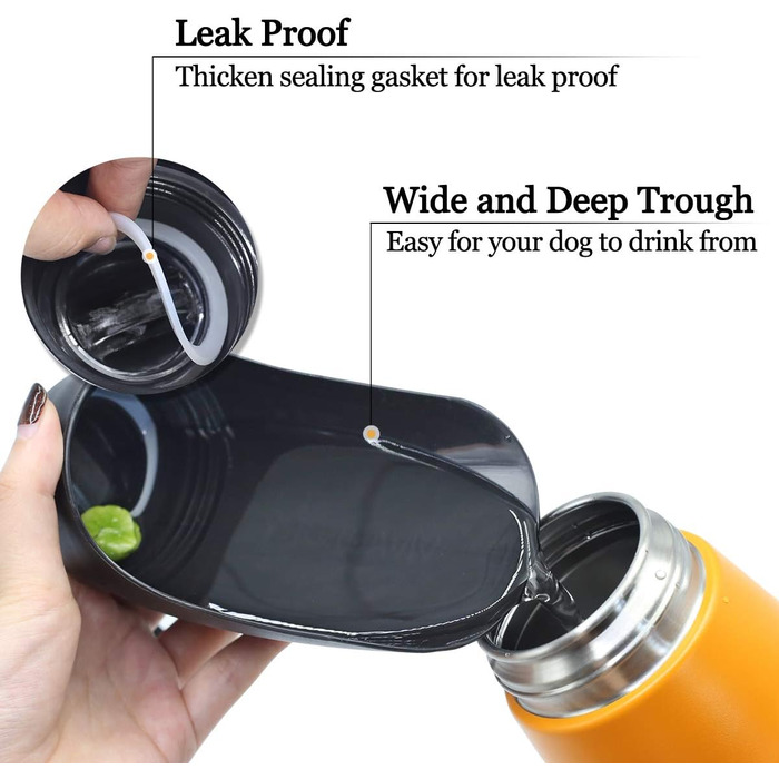 Фляга для води для собак VIVAGLORY Pawhike, 750 мл, нержавіюча сталь, портативна, оранжева