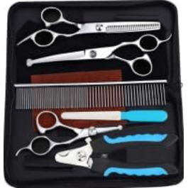 Набір професійних ножиць для собак (6 шт.), ножиці для грумінгу з нержавіючої сталі, ножиці для собак та котів, включаючи ножиці для стрижки нігтів