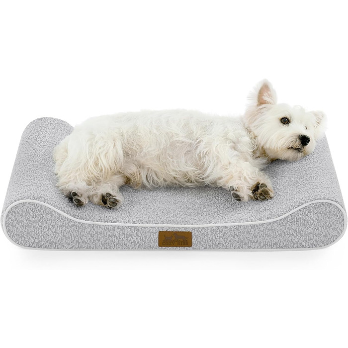 Лежанка для собак, сіра, 76x50x12 см - ортопедична, з бортиками, з водонепроникного матеріалу, для собак до 16 кг