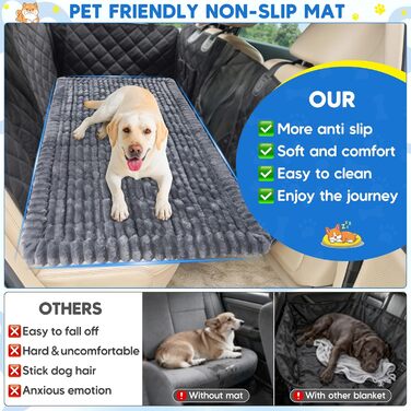 Килимок для собак у машину Loiion, антиковзаюча підстилка на заднє сидіння, м'яка автодеки для собак, 127×62,5x2,5 см, темно-сірий