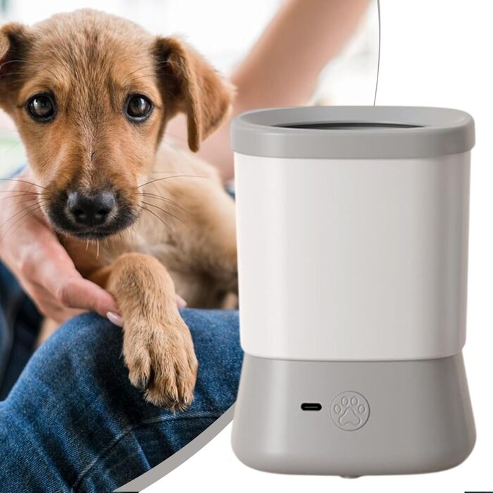 Очисник лап для собак, 2 швидкості, вологостійкий, для ванни для ніг, вдома, у подорожах, на прогулянках (сірий)