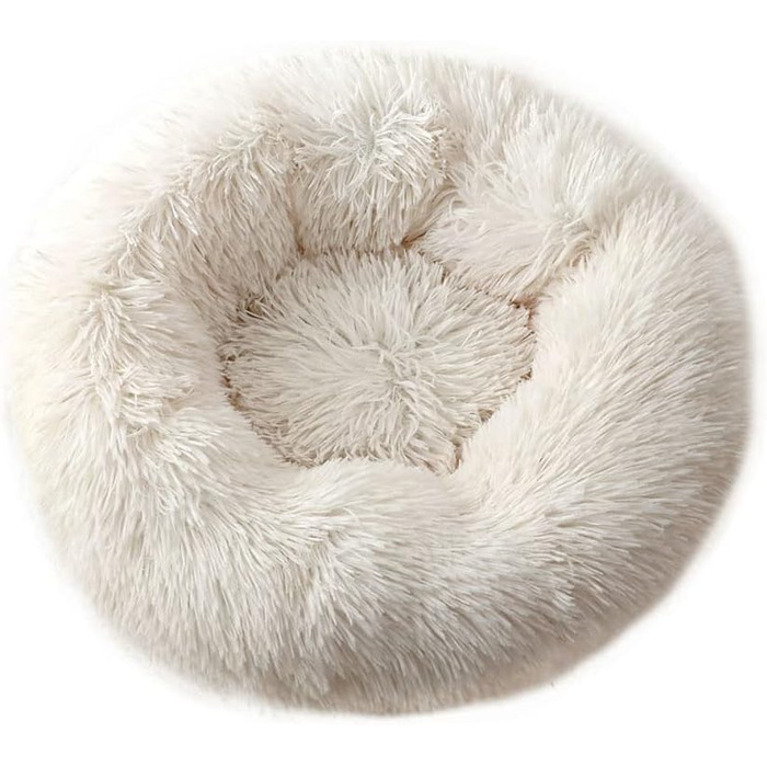 Кругле ліжко для собак та котів Chickwin: м'яке, плюшеве, тепле, 80 см, біле