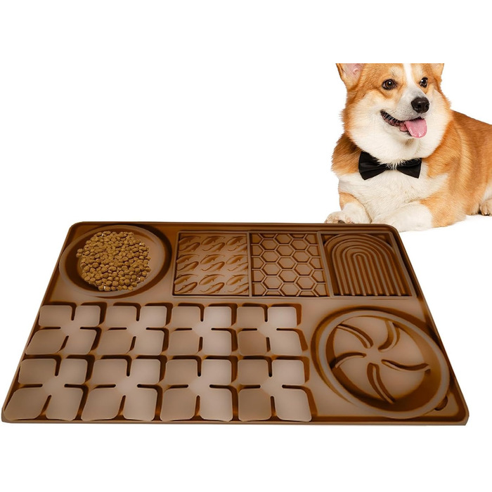 Килимок для повільного годування собак, антистрес, коричневий