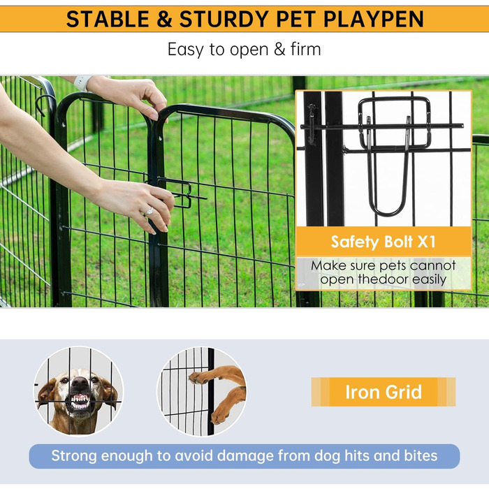 Металевий вольєр для собак BestPet з дверима, 32 панелі, розміри: 61x81,3x101,6 см