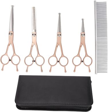 Набір професійних ножиць для грумінгу собак, 5 шт., з нержавіючої сталі, безпечні, для собак, котів та інших тварин