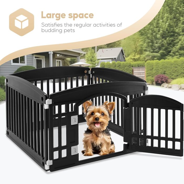 Клітка-манеж для собак, 61 см, 4 панелі, з дверцятами, безпечна та портативна, для цуценят та маленьких собак, біла (пластик)