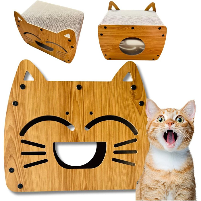 Будиночок для котів та кігтеточка Klein - екологічні меблі з картону, легкі, стабільні та компактні. Ідеально для маленьких квартир та котів будь-якого віку