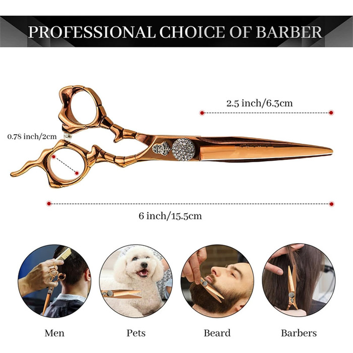 Набір професійних ножиць для грумінгу собак 6 дюймів: прямі та розріджуючі ножиці з японської сталі