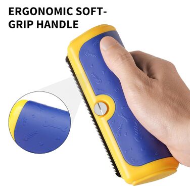 Щітка для собак та котів – двоколірна синьо-жовта, видаляє відмерле волосся та підшерсток, для собак та котів