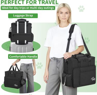 Сумка для ласощів для собак на 25 літрів з плечовим ременем, чорна. Ідеально підходить для походів та прогулянок з собакою
