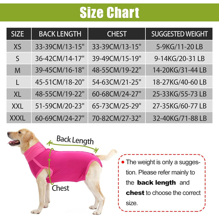 Одяг для собак після операцій Heywean – після кастрації/стерилізації, медичний жилет, для собак (L, Рожевий)