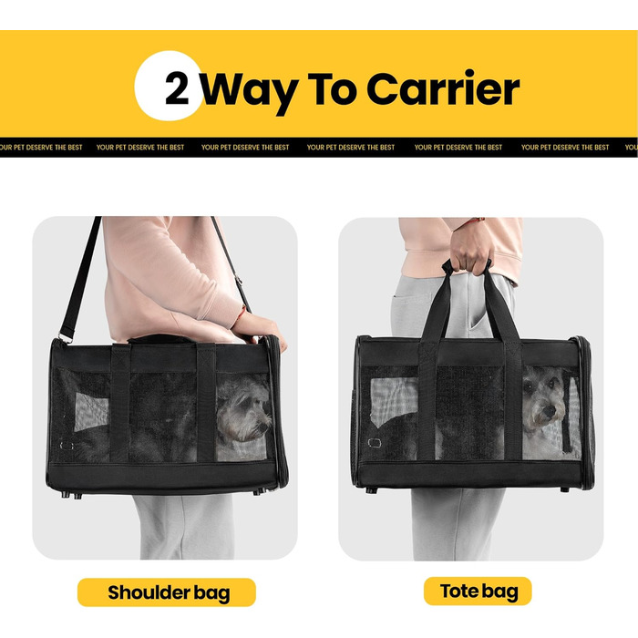 Транспортна переноска для котів та цуценят Conlun - чорна, складна, до 7 кг