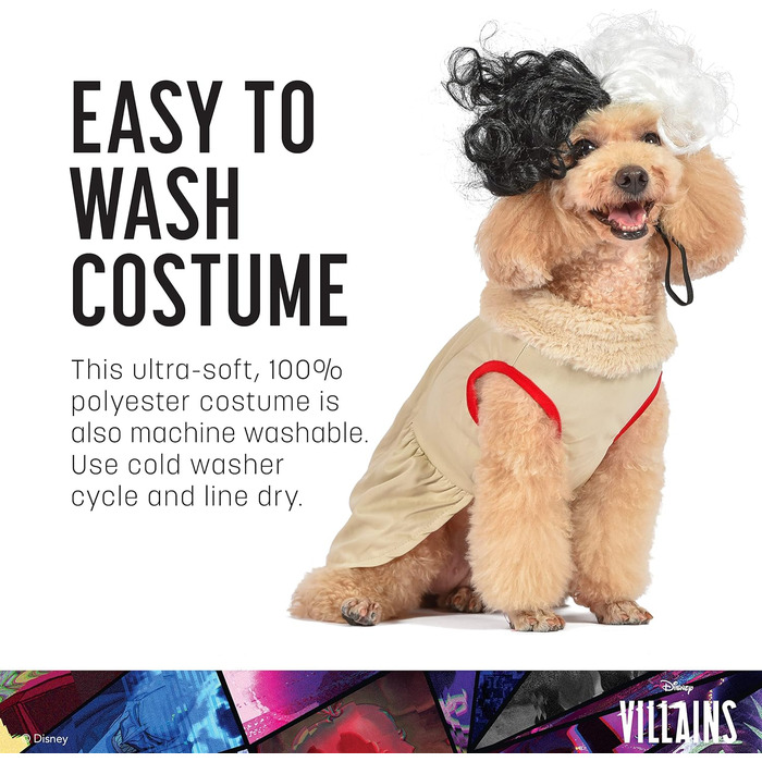 Костюм для собак Disney Cruella з колекції Halloween - середній розмір, офіційний ліцензований костюм Disney, бежевий