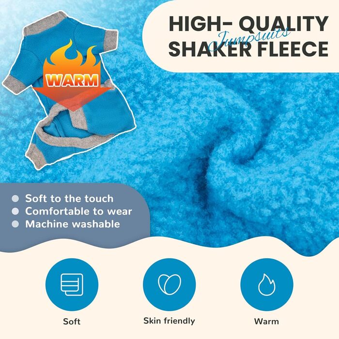 Піжама для собак маленьких порід, фліс, теплий пуловер для собак, комплект 2 шт. X-Small (довжина спини 22 см), блакитний