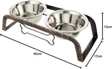 Миска для собак Rosewood з нержавіючої сталі для середніх порід, з міцною підставкою, подвійна, для води та корму, велика