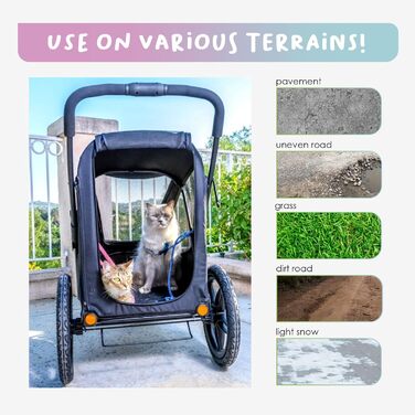 Petique Breeze - візок для собак великих порід, чорний, з повітряними колесами, трансформується у велопричіп, 1 шт.