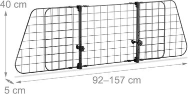 Сітка для собак у машину Relaxdays, універсальна, регульована ширина, чорна, 40 x 92-157 см