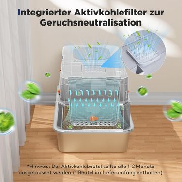 Закритий лоток для котів MIXJOY XXL з кришкою з нержавіючої сталі, дводверний туалет для великих та кількох котів з совком, сріблястий, 59x38x39 см