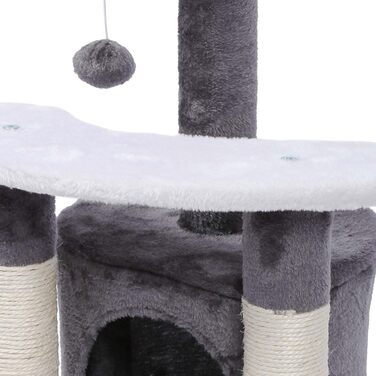 Дряпалка для котів Wiltec 67 см, чорно-біла, з сизалю, платформою, будиночком та іграшкою, крізьбаум для котів