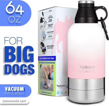Водяна пляшка для собак Koala Pal 1.8 л з чохлом та ремінцем – миска для собак великих порід, туристична пляшка + миски для собак, кемпінгове спорядження для собак, аксесуари для собак великих порід