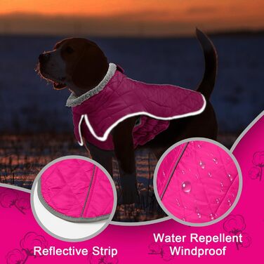 Водонепроникний зимовий пуховик Fragralley для собак, світловідбиваючий, з отвором для шлейки, тепла флісова куртка для цуценят, середніх та великих собак, ідеальний подарунок, колір: рожевий (XX-Large)
