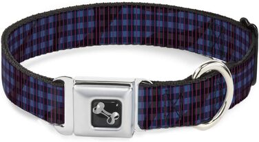 Комір для собак Buckle-Down Buffalo Plaid, абстрактний біло-чорно-бірюзовий, із кісточкою, малий розмір 22,9–38,1 см