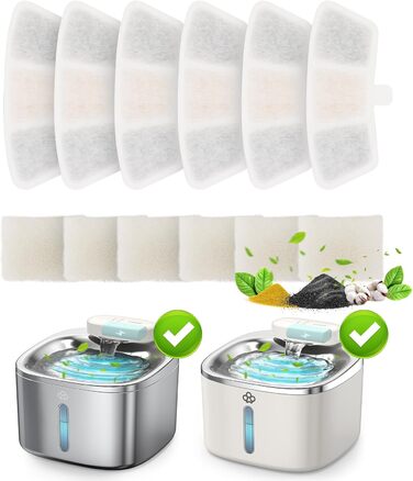 6 шт. Запасні фільтри для кавоварки/поїлки для котів на 3.5л з нержавіючої сталі, модель PW04