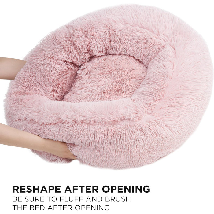 Крісло-лежанка для собак та котів Juicy Couture Devon, кругле, штучне хутро, велике, пудрово-рожевий (L 61 x B 61 x H 20 см)