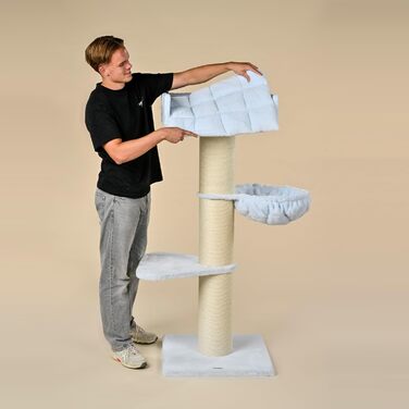 Драбина для котів RHRQuality Royalty de Luxe, 158 см, сиза, з товстими сизалевими стовпчиками