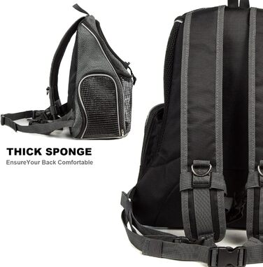 Сумка-переноска для собак та котів, чорна, регульована, для подорожей, хандрингу та кемпінгу, для цуценят та маленьких тварин