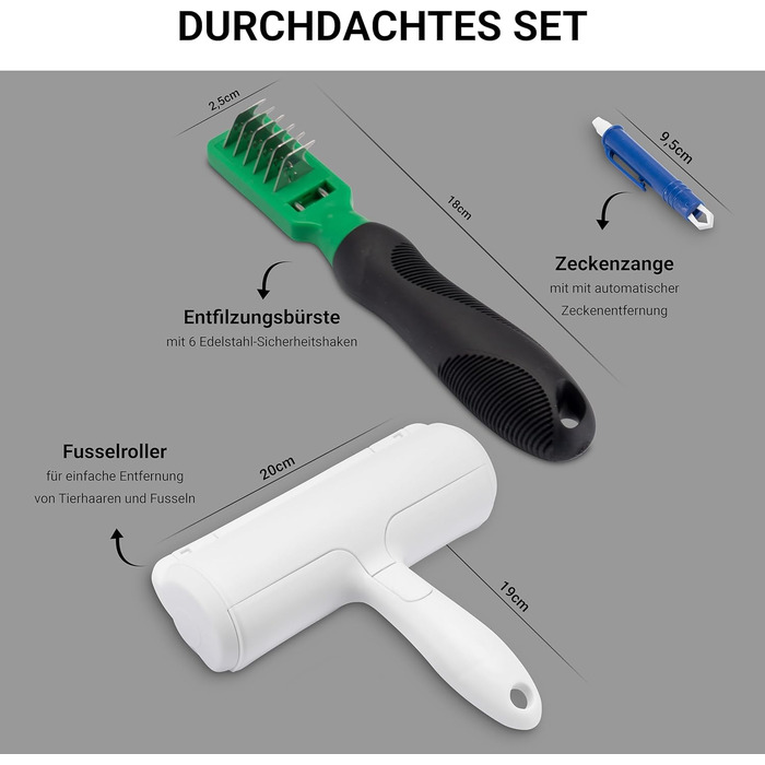 Набір для видалення ковтунів: щітка для собак/котів, XL роликовий збирач ворсу, щипці для видалення кліщів, інструмент для видалення ковтунів для всіх порід, видалення шерсті тварин