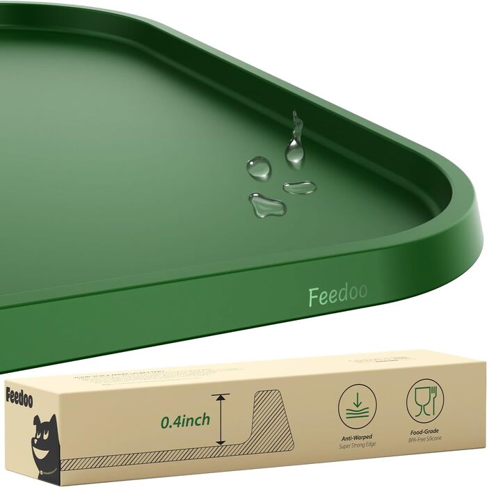Підкладка під миску для котів та собак, силіконова, зелена, з високим бортиком