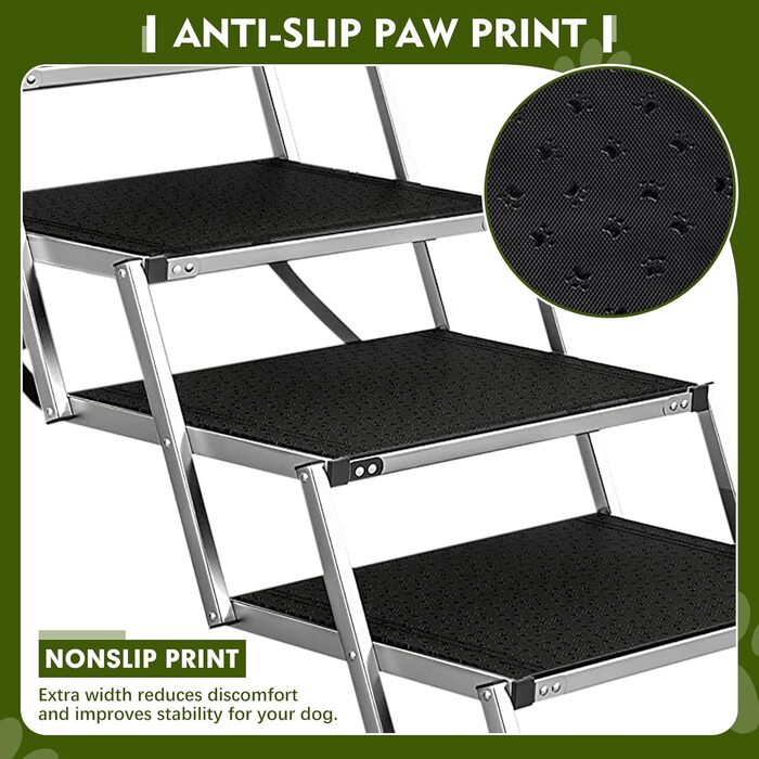 Сходинки для собак великих порід, широкі, 4 сходинки, складана пандус для собак, легкі та неслизькі, для авто, вантажівок та SUV, вантажопідйомність до 100 кг