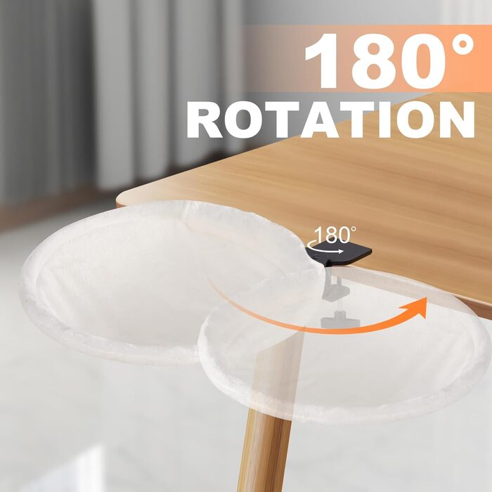 Крісло-гамак для кота Uross на стіл - 360° обертання та регулювання висоти, м'яке ліжко для кота з 2 знімними чохлами, місце для сну для дому, офісу, цілорічне використання (Бежевий)