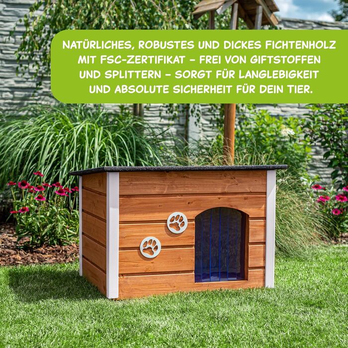 Будка для собак середніх порід Outentin - тепла, зимостійка, сірого кольору, 76x60x60 см