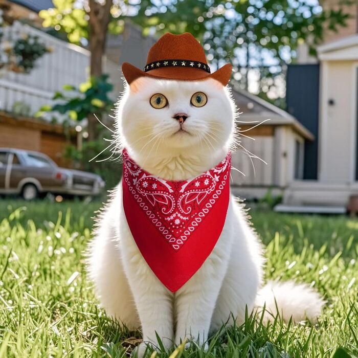 Костюм ковбоя для домашніх тварин, аксесуари для Хелловін, костюм для собак та котів, ковбойський капелюх з банданою, розмір M, коричневий