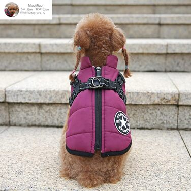 Зимовий жилет для собак Ectkuee з кріпленням для повідка, водонепроникний, з світловідбиваючими смугами, машинне прання, D-Ring (зелений, фіолетовий), XXL