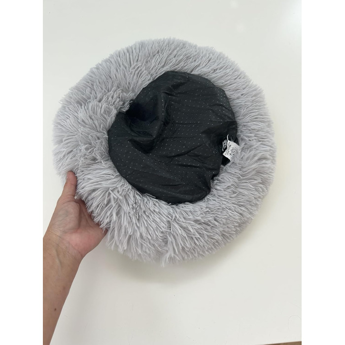 М'яке ліжко для собак та котів Donut, кругле, світло-сіре, Ø 40 см, з плюшу, миється, не слизьке