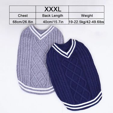 Теплий пуловер для собак, пуловер для цуценят, пуловер для чихуахуа, бульдога, коргі, французького бульдога (Сірий, XXX-Large)