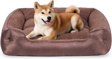 Ортопедичне ліжко для собак середніх порід, коричневе, зручне, миюче, з антиковзною основою, 79x60x18 см