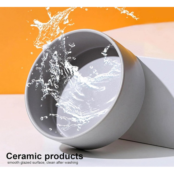 Керамічна миска для собак і котів з бамбукового підставки 2 шт. 600 мл (сірий)