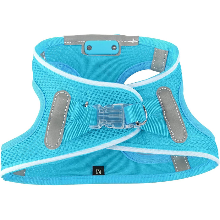 Світлодіодне шлейка для собак Feycig з LED підсвічуванням, перезаряджувана, для цуценят та собак середніх розмірів, дихаюча, синього кольору (Large)