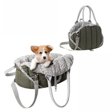 Сумка-переноска для собак і котів PillowPrim, оливковий, 47x29x32 см