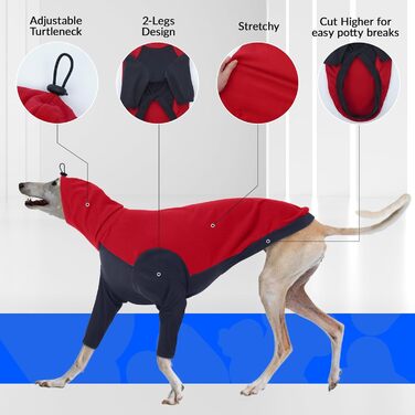 Теплий зимовий пуловер для грейхаундів та інших породистих собак, флісова куртка, піжама, жилет, червоний (L)