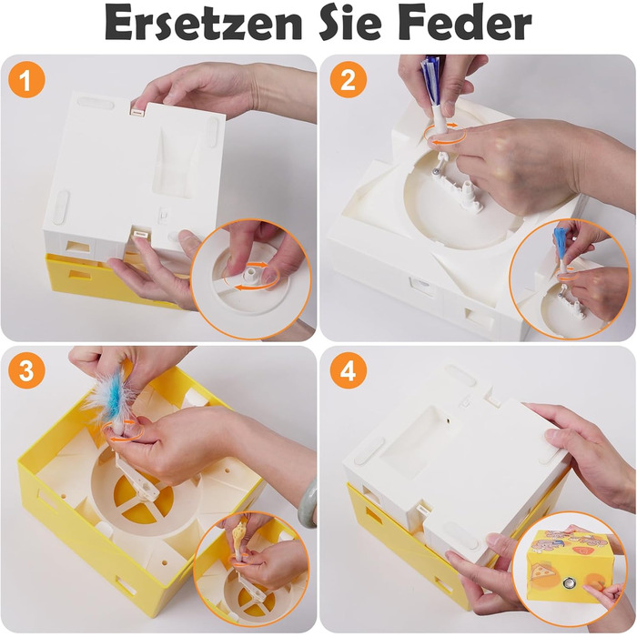 Інтерактивна іграшка для котів MigiBox: електрична мишка з 7 отворами, інтелектуальне перо, паперовий корпус, перезаряджається, 4 пера (MigiBox Plus Upgrade)