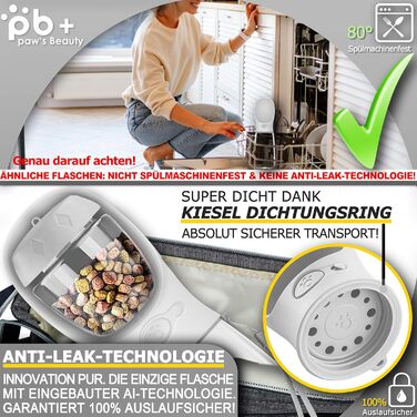 Набір з 2 шт. туристичних пляшок для собак з щіткою | Пляшка для собак 550 мл, вища якість, не протікає | Для подорожей