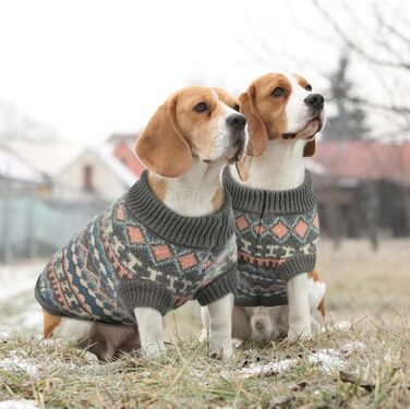 Пуловер для собак Х'юмараян - Бохо стиль, теплий пуловер для маленьких собак, святковий, з отвором для шлейки, сірий (XL)