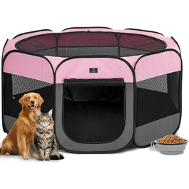 Льоток для собак великих порід, 4 Pet, портативний, з мискою, водовідштовхувальне дно, сірий + рожевий