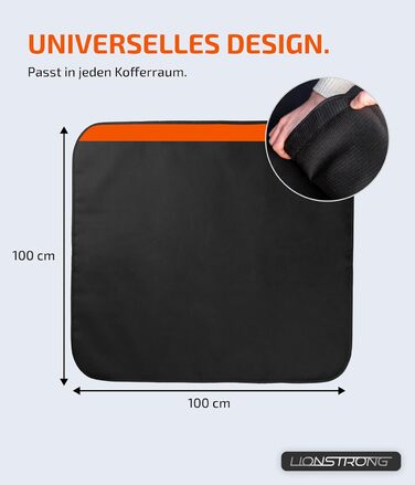 Захист вантажного відсіку LIONSTRONG® – універсальний килимок для багажника авто [з м'якою підкладкою та водонепроникним покриттям] – захист від бруду, подряпин та вологи (100x100 см)